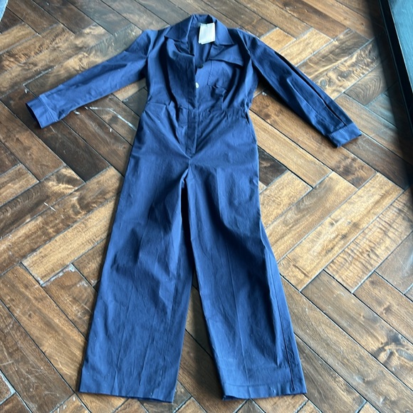 Theory size 4 blue midnight chino st.wash shirt jumpsuit L_chino wash jumpsuit